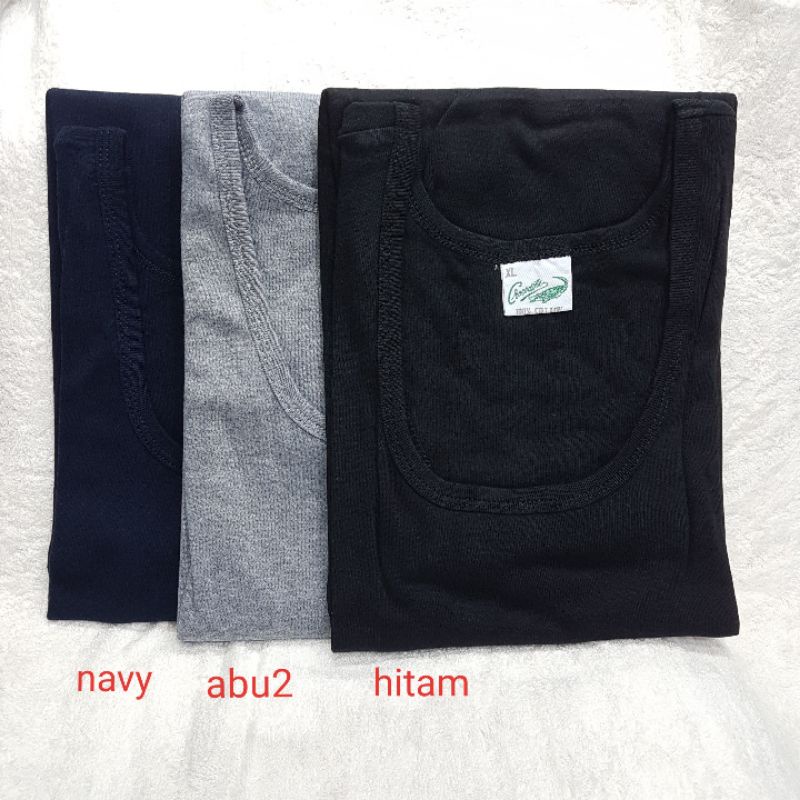 3 pc Singlet pria merk crocodile hitam, biru