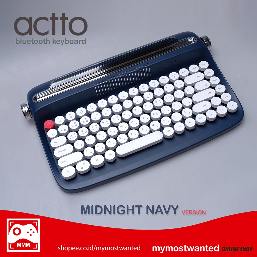 ACTTO Keyboard bluetooth wireless keyboard retro typewriter NAVY