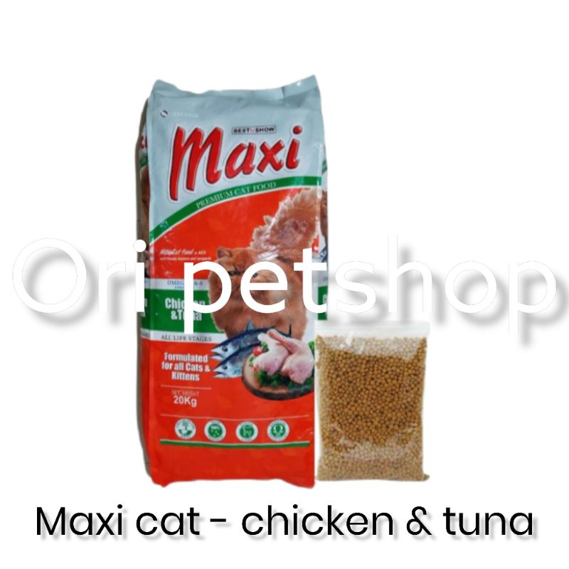 EKSPEDISI ( PAKET 10 KG) - MAKANAN KUCING MAXI CAT CHIKEN &amp; TUNA REPACK / MAXI CAT FOOD