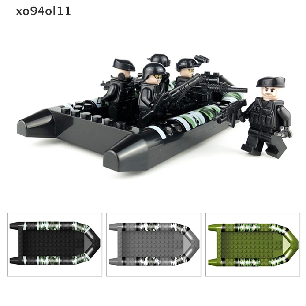 Xo Mainan Balok Bangunsusun Model Lego Bentuk Perahu Militer Motif Camo Bahan Karet Untuk Anak OL