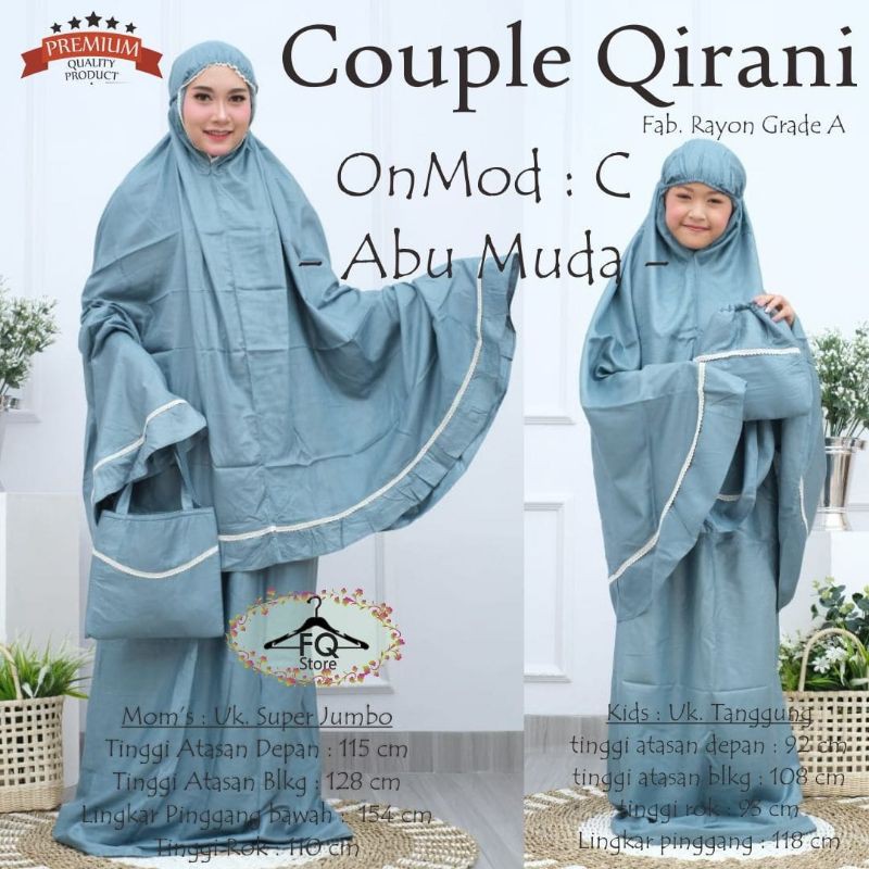 Qirani mukena couple mom and kids - mukena kembaran ibu dan anak - mukena polos couple
