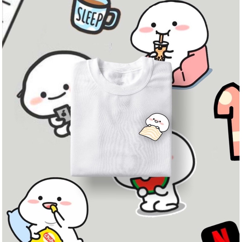 Kaos Baju Tshirt Tees Pentol Tidur Selimut Cotton Combed Pria Wanita Kartun Cute Lucu Distro Fashion