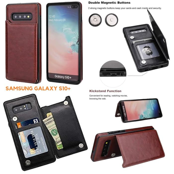 SAMSUNG GALAXY S10 PLUS S10+ Card Slots Leather Soft Back Cover Case Casing Kulit Tempat Kartu