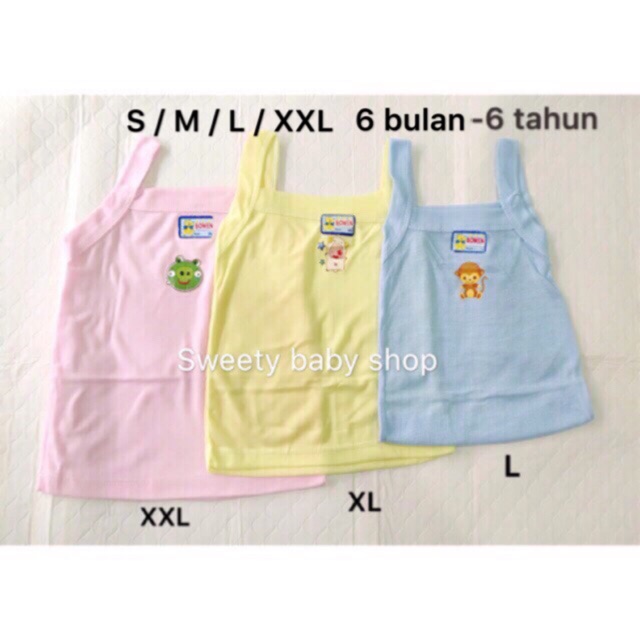Singlet anak cewek sablon 6bulan-6th isi 6pcs murah / singlet anak perempuan katun