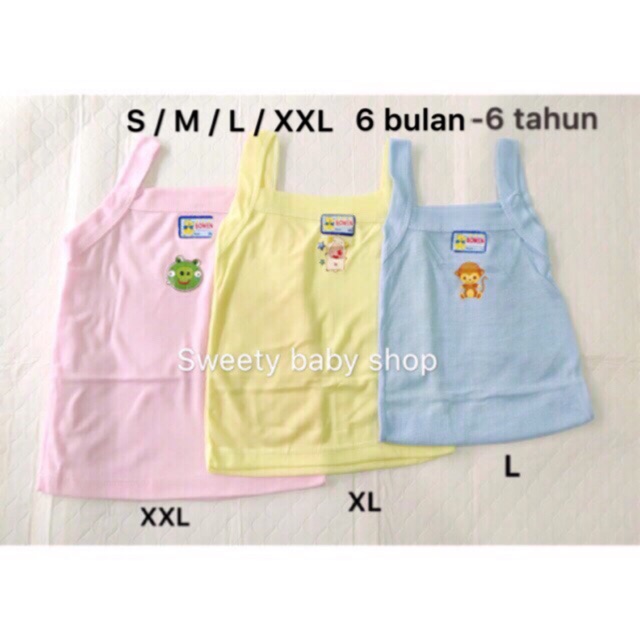 Singlet anak cewek sablon 6bulan-6th isi 6pcs murah / singlet anak perempuan katun