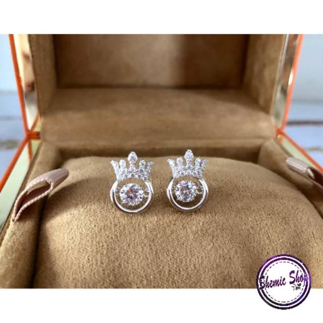 Anting Tindik Silver 925 Dancing Stone with Europe Zircon