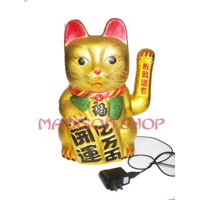 MANEKI NEKO LUCKY CAT JUMBO KERAMIK GOLD ADAPTOR SEDANG