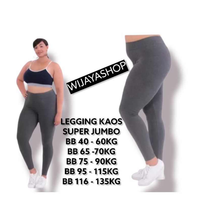 Legging Kaos Super Jumbo Premium Wanita Panjang Polos 45 - 135kg