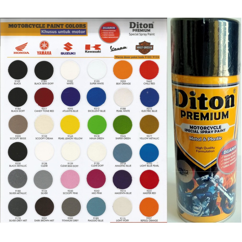 DITON Premium 400cc Pilok Pilox Cat Semprot Warna Hitam, Putih, Clear, Merah, Gold, Hijau, Grey, dll