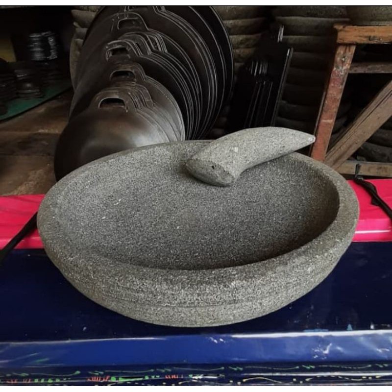 Cobek batu asli cobek bubut 16cm