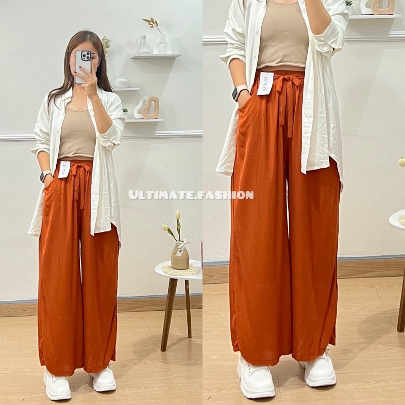 Celana Kulot Rayon Wanita Loose Cullote Pants Homewear 853