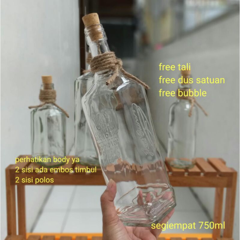 botol kaca 700ml 750ml kotak sumbat cork botol craft keren