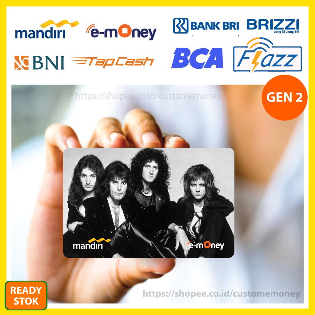 KARTU EMONEY MUSIK QUEEN BAND 6 ETOLL E-MONEY MANDIRI FLAZZ BCA GEN 2 TAPCASH BRIZZI - 1 SISI