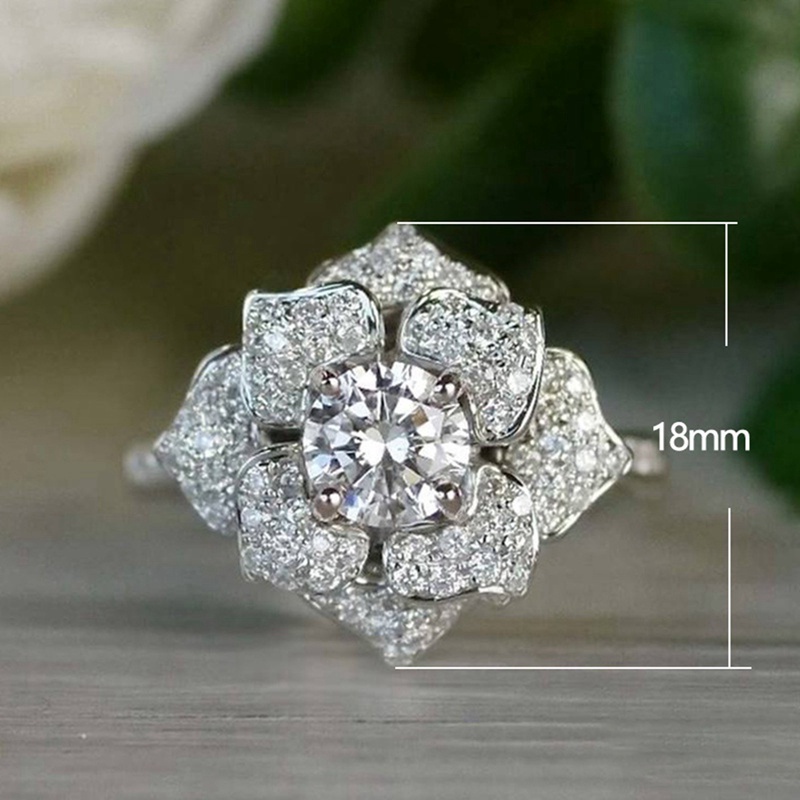 Fancyqube Cincin Bentuk Bunga Warna Silver Untuk Wanita