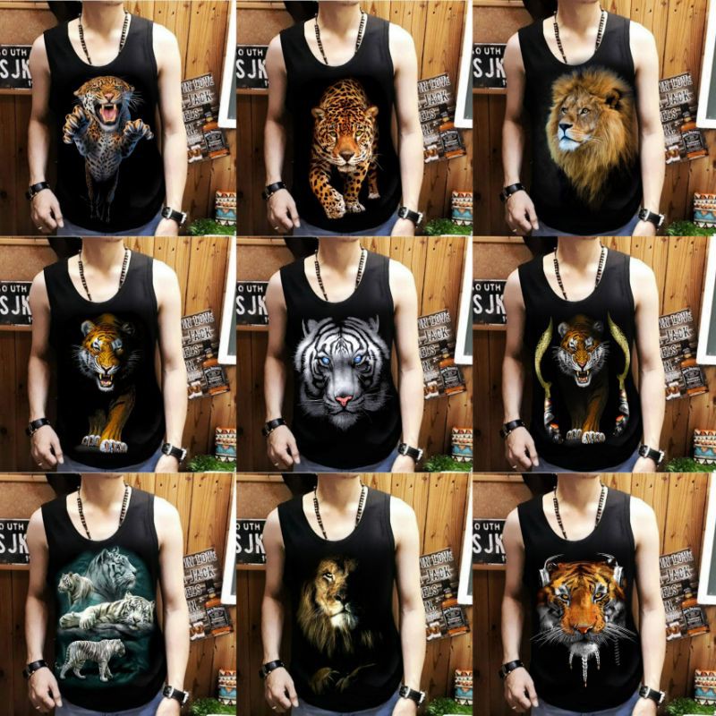 Lekbong pria gambar macan / singlet lekton pria / singlet gym pria / singlet distro pria / welcome reseller