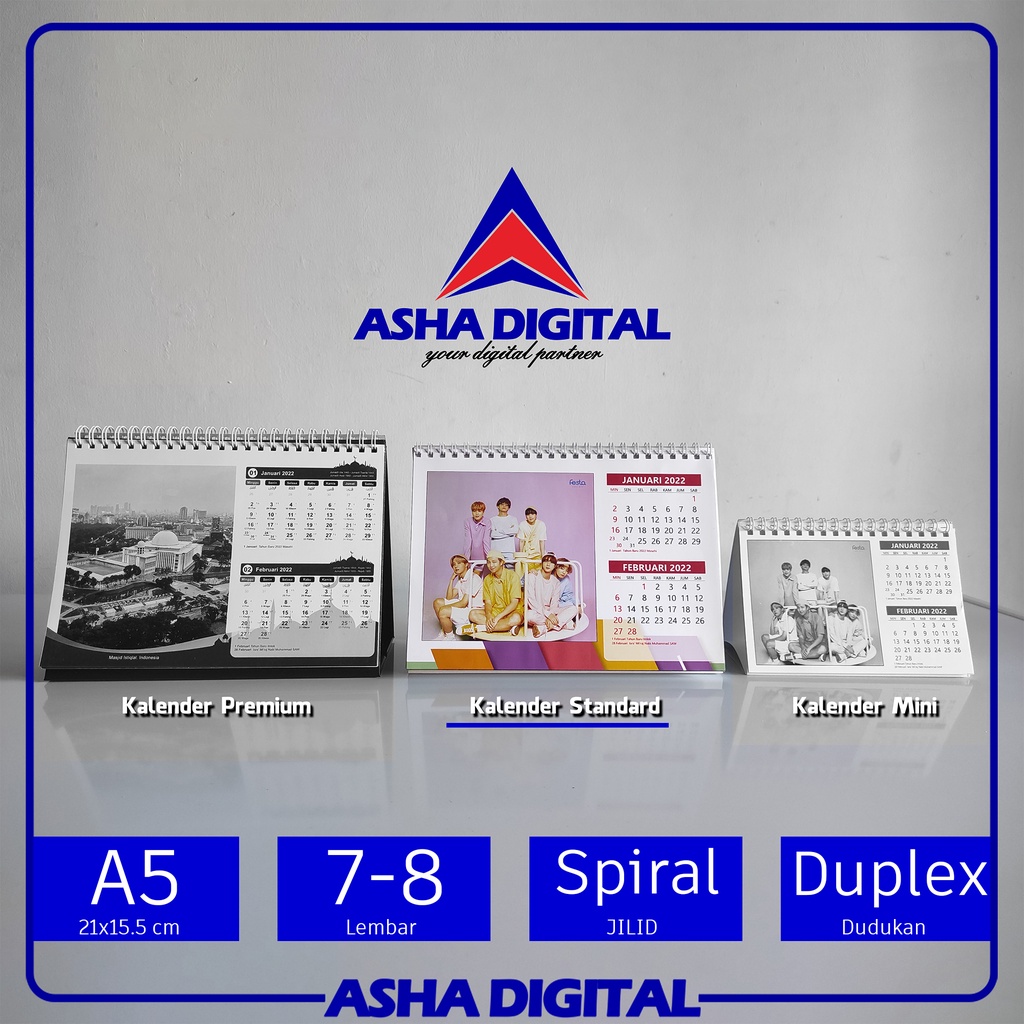 

Kalender Meja Standard | Desk Calendar Custom | Duduk Kantor | A5 | Asha Digital