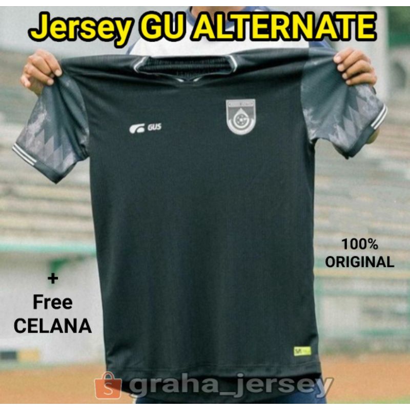 Setelan Jersey Gresik United Fc ORIGINAL Alternate 3rd 2021 - 2022 Black PREMIUM Terbaru