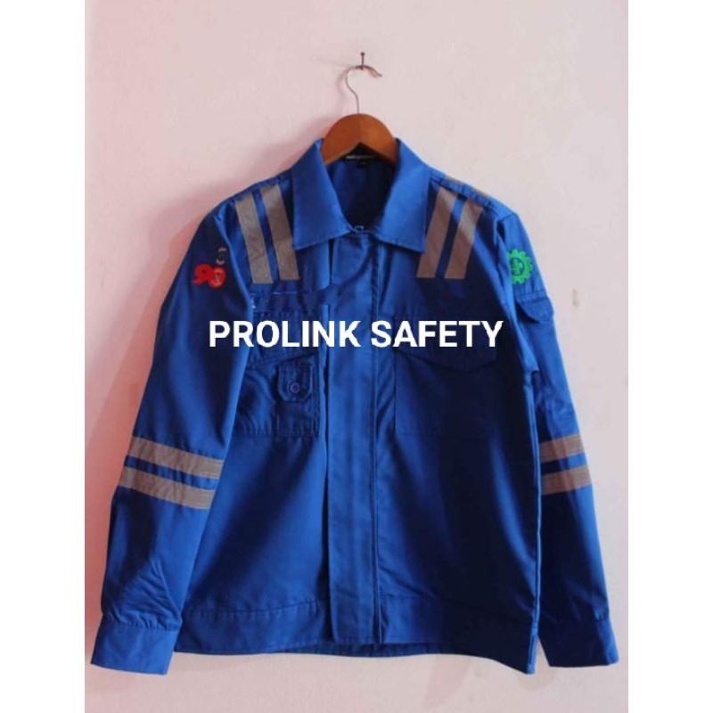 SERAGAM SAFETY BIRU BENHUR SCOTLIGHT PUNDAK FREE LOGO K3 BENDERA