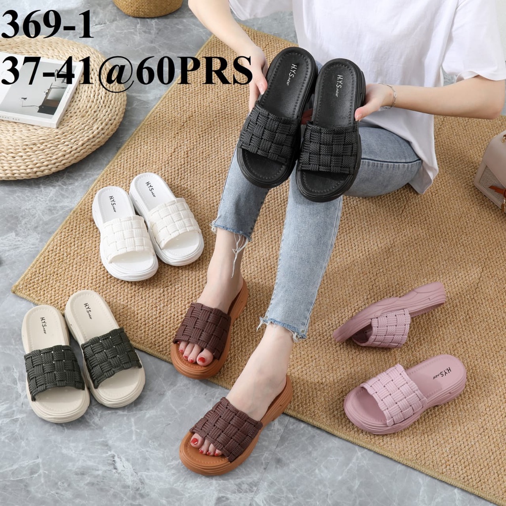 Sandal Wanit Terbaru/Sendal Selop Wedges Jelly HYS NEW 369-1/Sendal Karet Kekinian