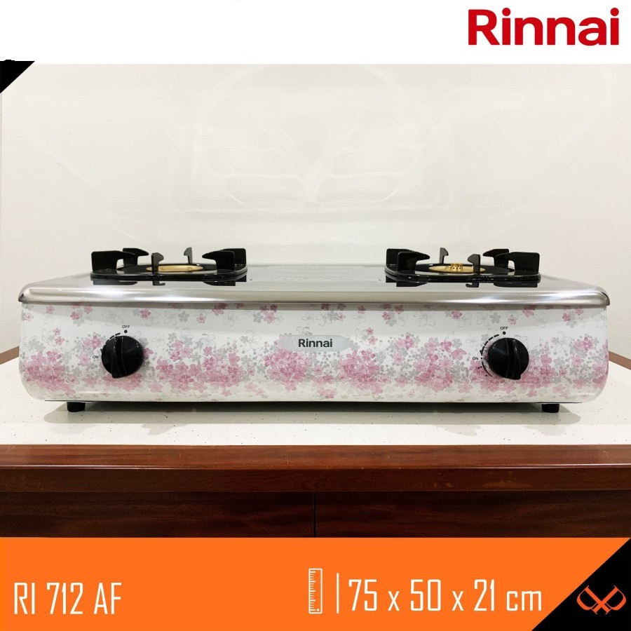 RINNAI Kompor Gas RI 712 AF - 2 Tungku - Garansi Resmi 1 Tahun