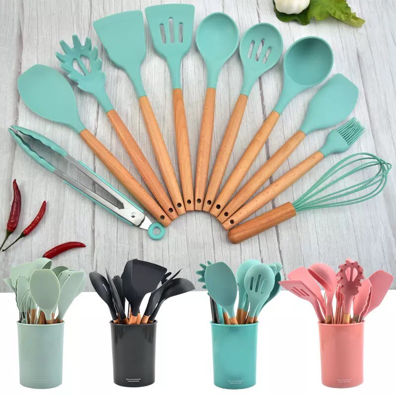 silicone cooking utensils kitchenware free box / peralatan masak set