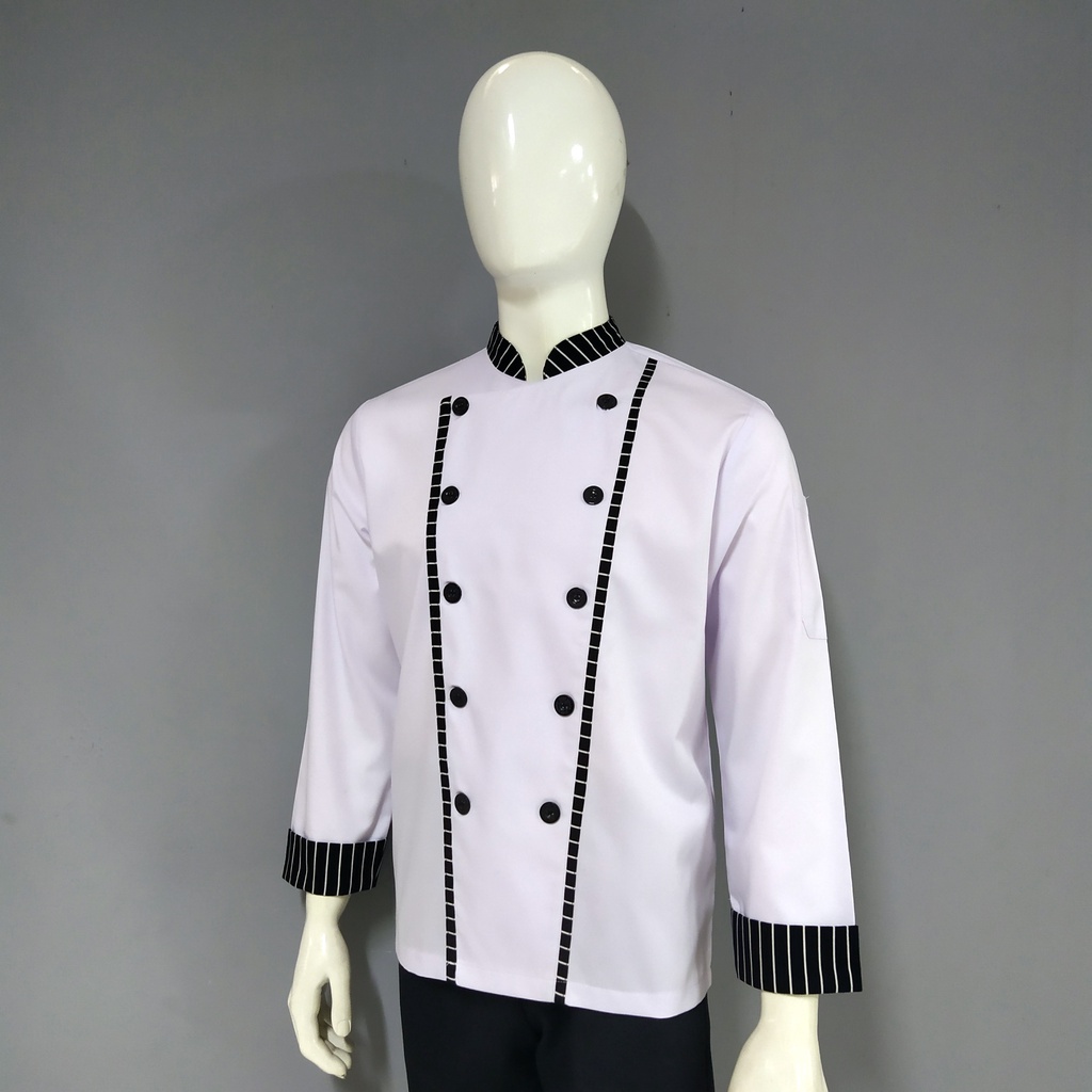 Chef Wear Baju Koki LS Putih STRIPE Ads