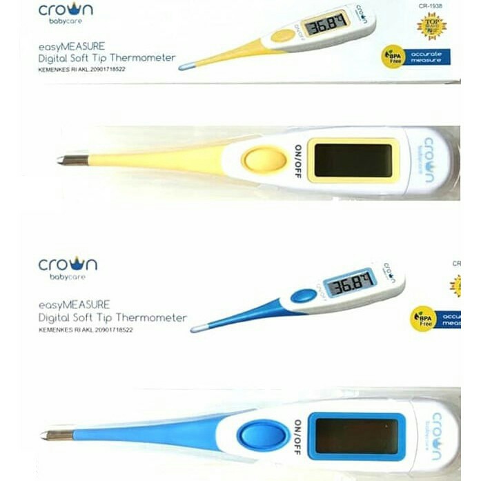 Crown Thermometer Termometer Easy Measure Soft Tip Digital Waterproof  / Pengukur Suhu Bayi Anak CR1938