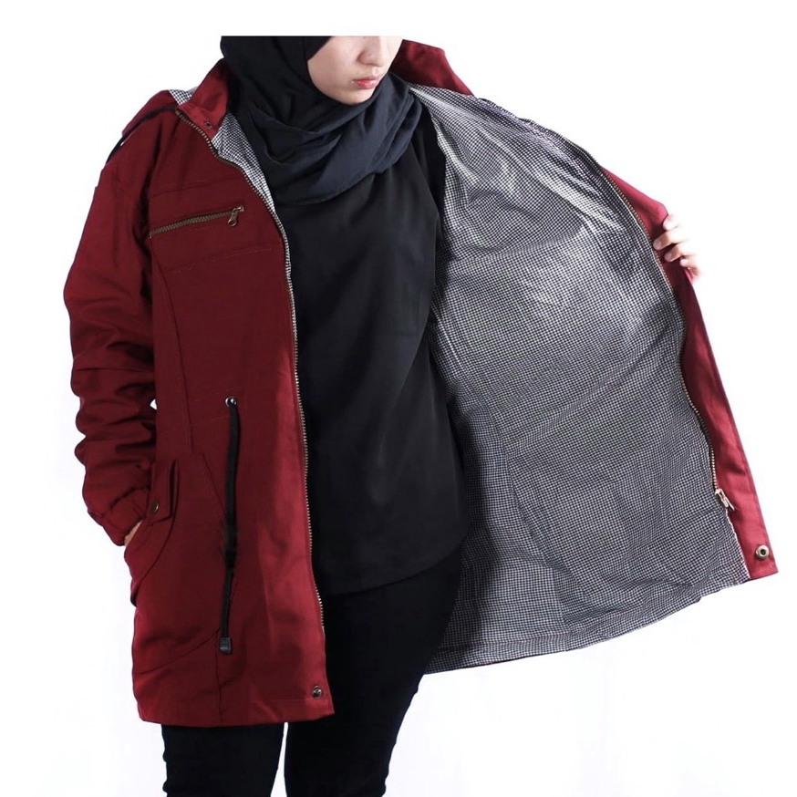 [COD] Jaket Parka Wanita Big size  Hoodie  motif bolak-balik