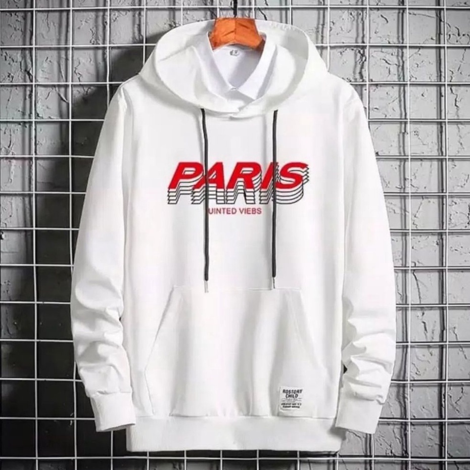 Hoodie Sweater Motif Pariss United Vibes Gaya Casual Santai Bahan Fleece