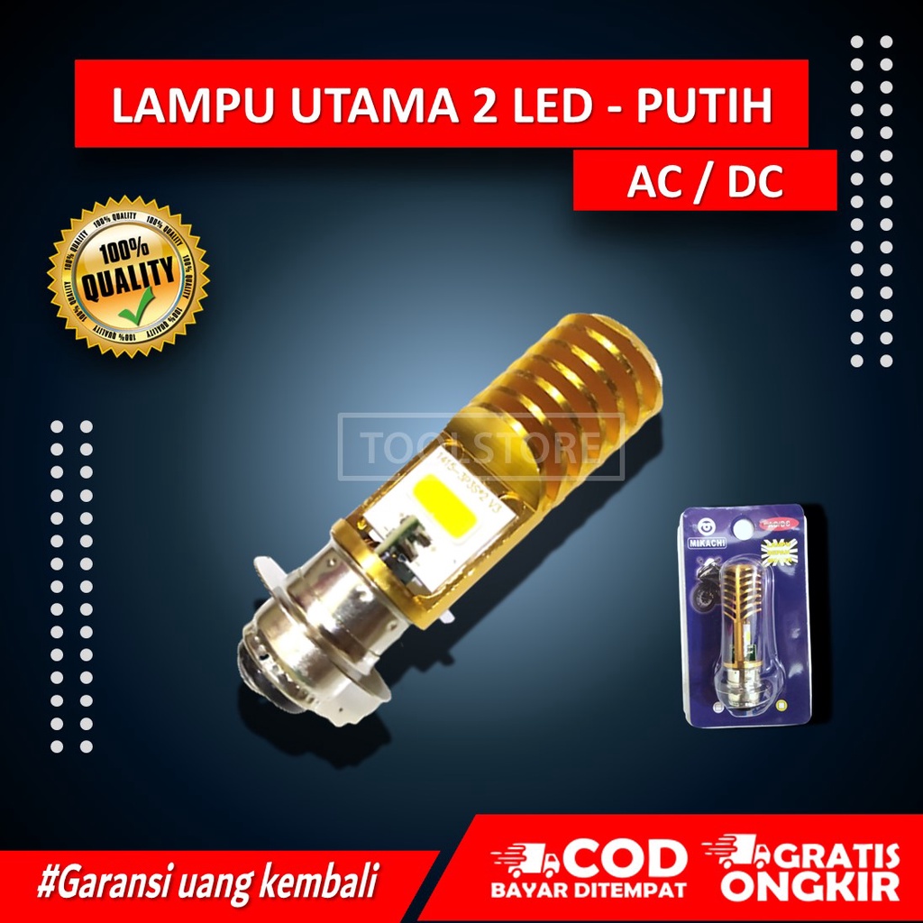 LAMPU MOTOR UTAMA / DEPAN LED 2 SISI VARIASI MOTOR WARNA PUTIH TERANG AC / DC UNIVERSAL MOTOR YAMAHA