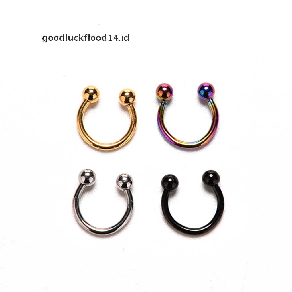 [OOID] 1 Piece Fake Nose Ring Lip Ear Nose Clip On Fake Piercing Nose Lip Hoop Earring ID