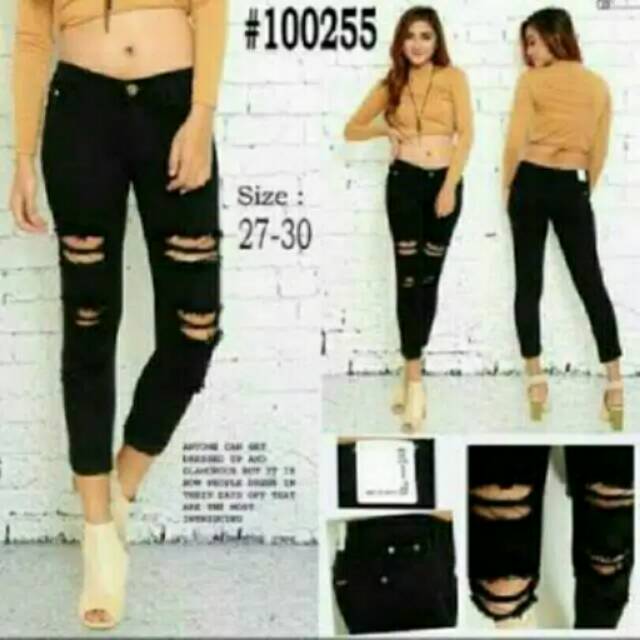 Celana jeans sobek wanita ripped jeans wanita