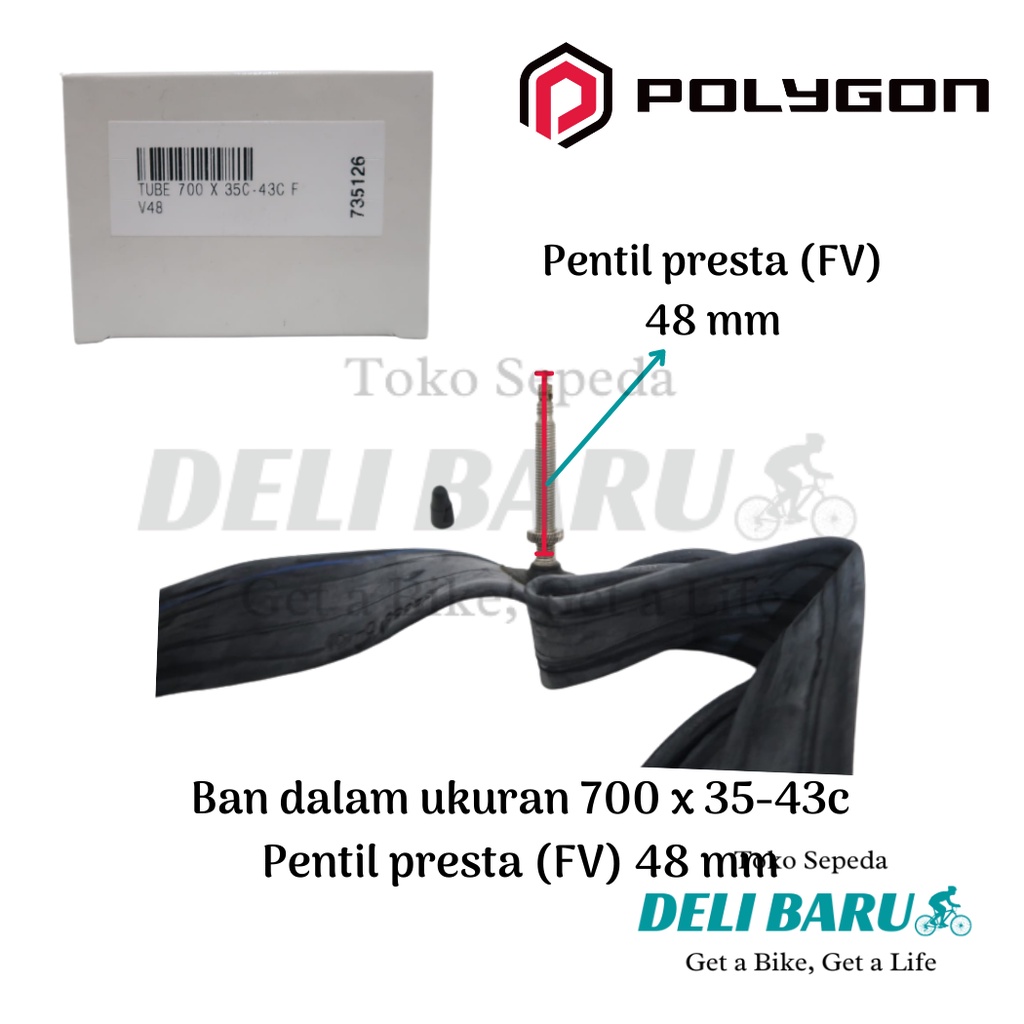 Polygon Ban dalam 700 x 35 - 43c pentil fresta FV 48mm sepeda gravel, hybrid, balap