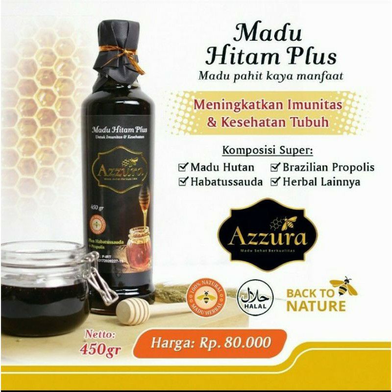 

MADU HITAM PAHIT MURNI AZZURA PLUS PROPOLIS HABATUSSAUDA