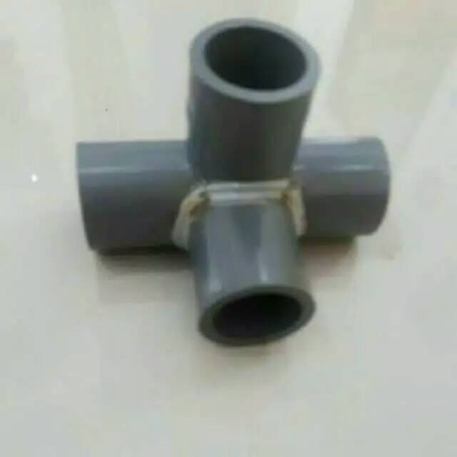 4 way ukuran 1 1/4" konektor sambungan pipa fitting pvc 4 arah 11/4 bahan aw tebal kuat berkualitas.