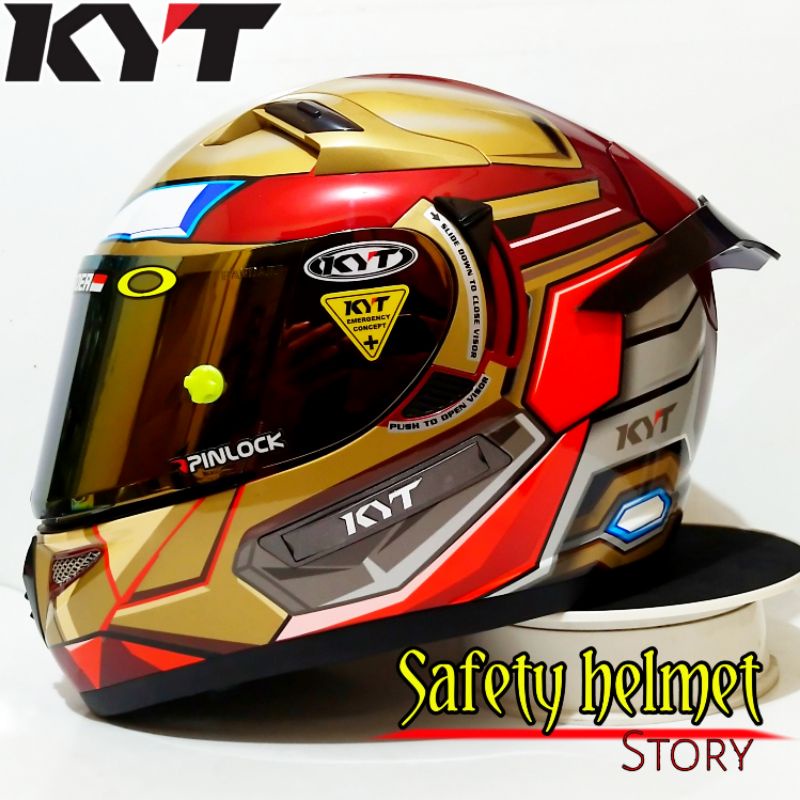 Kyt K2 RIDER- Modif paket Ganteng Redbull Helm full face Solid white double visor/helm dua kaca original-P.G Iron man Red