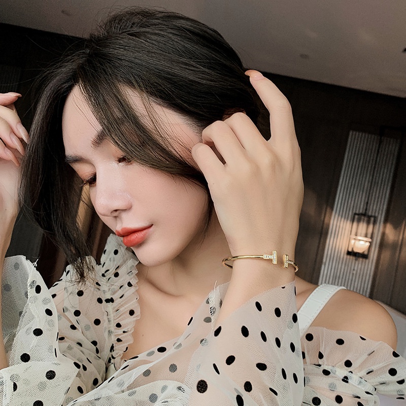 Cincin Model Terbuka Bahan Zircon 18K Gaya Korea Untuk Wanita