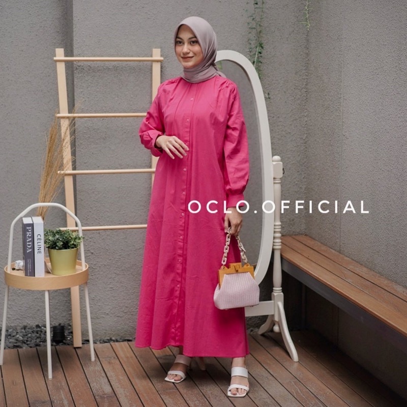 [BISA COD] Sazchia Dress by oclo -‘Baju Muslim Dress Gamis Wanita Polos
