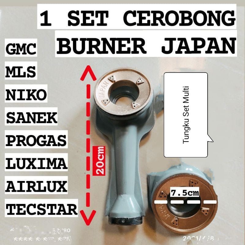 Tungku , KOMPOR CHINA UMUM MULTI Set Cerobong Burner Japan ZINC Alloy  RRT  , GMC Niko Sanex Progas Luxima Airlux