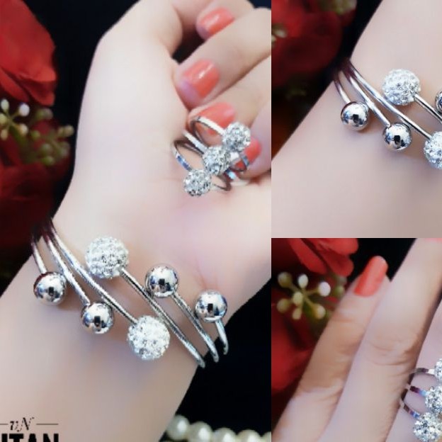 Titanium Set Perhiasan Gelang dan Cincin 3009L