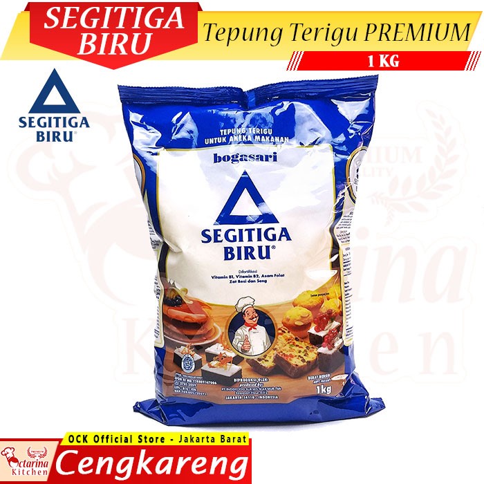 

gtg2011bb Tepung Terigu Segitiga Biru Premium 1 Kg - Bogasari - Protein Sedang Da01D100