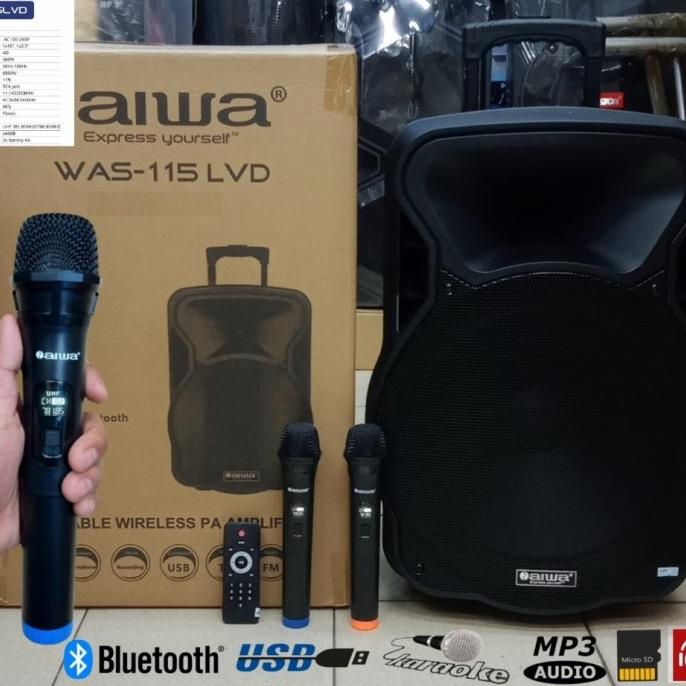 Speaker Aktif Portable Wirelless 15 inch Aiwa USB Bluetooth Original Termurah