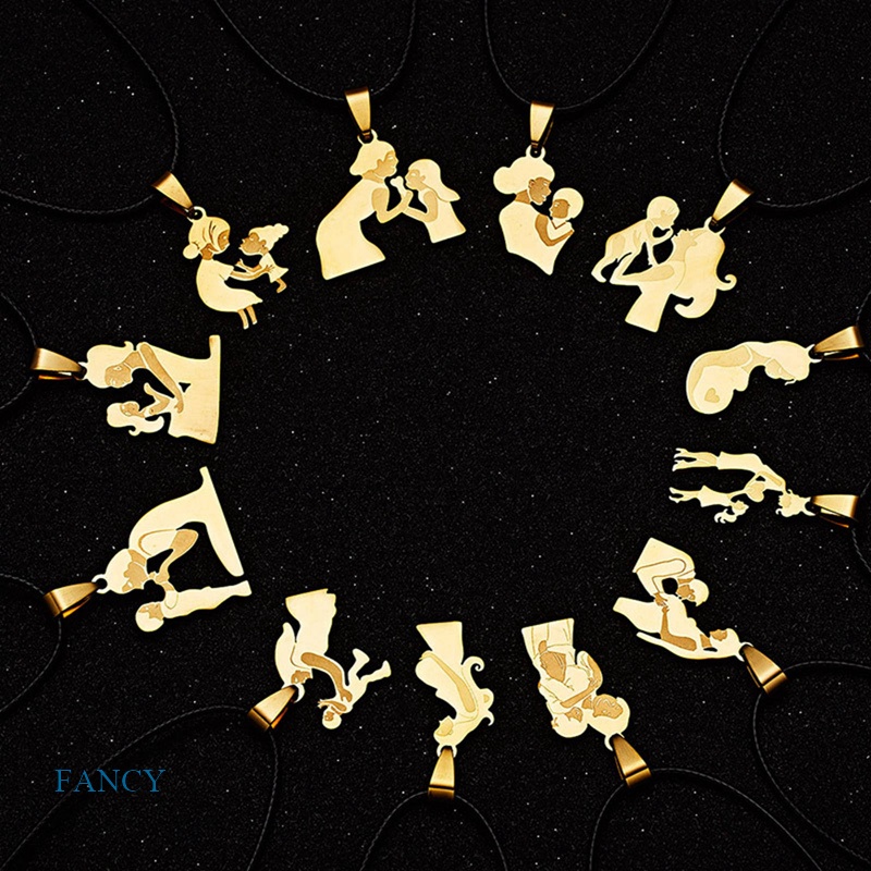 Kalung Rantai Dengan Liontin Bentuk Hati Motif Tulisan Mom / Daughter Untuk Hadiah Natal