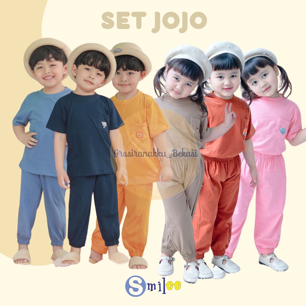 Setelan Anak Unisex Smilee Jojo Mix Warna Size 1-5Thn