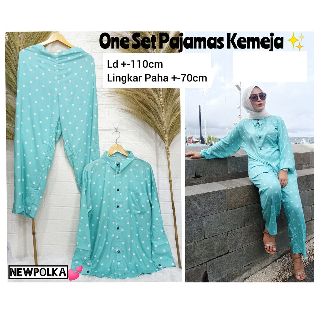 PAJAMAS SET KEMEJA - PAJAMAS TANGAN PANJANG FULL KANCING DEPAN