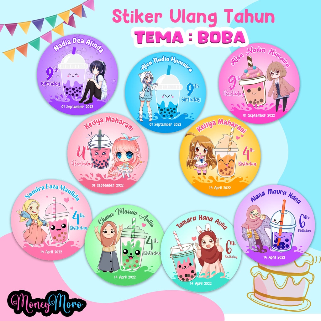 

MoneyMoro Stiker Ulang Tahun Boba / Label Birthday Boba