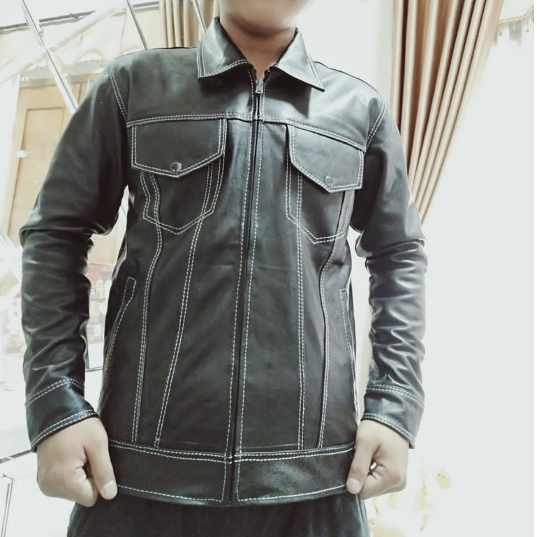 Jaket Kulit Asli Pria Elegant Brownie Model Kerah Levs ARL 033 Silverstone RFLA Ariel Noah 90