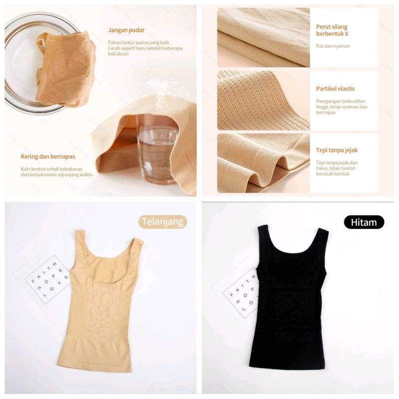 KORSET ATASAN SINGLET TANK TOP PELANGSING PERUT - BODY SHARPER WAIST TRAINER CORSET