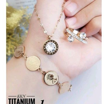 Titanium Set Perhiasan Wanita Rosegold 6922f