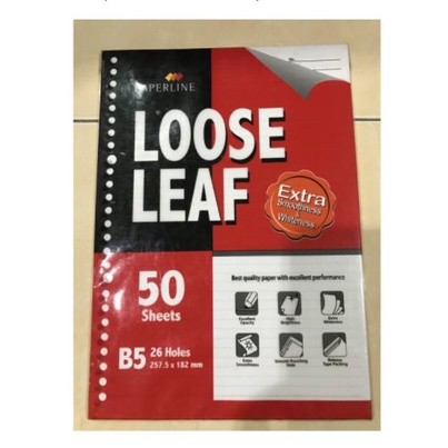 

Refil Loose Leaf ukuran B5 (257.5 x 182 mm) isi 50